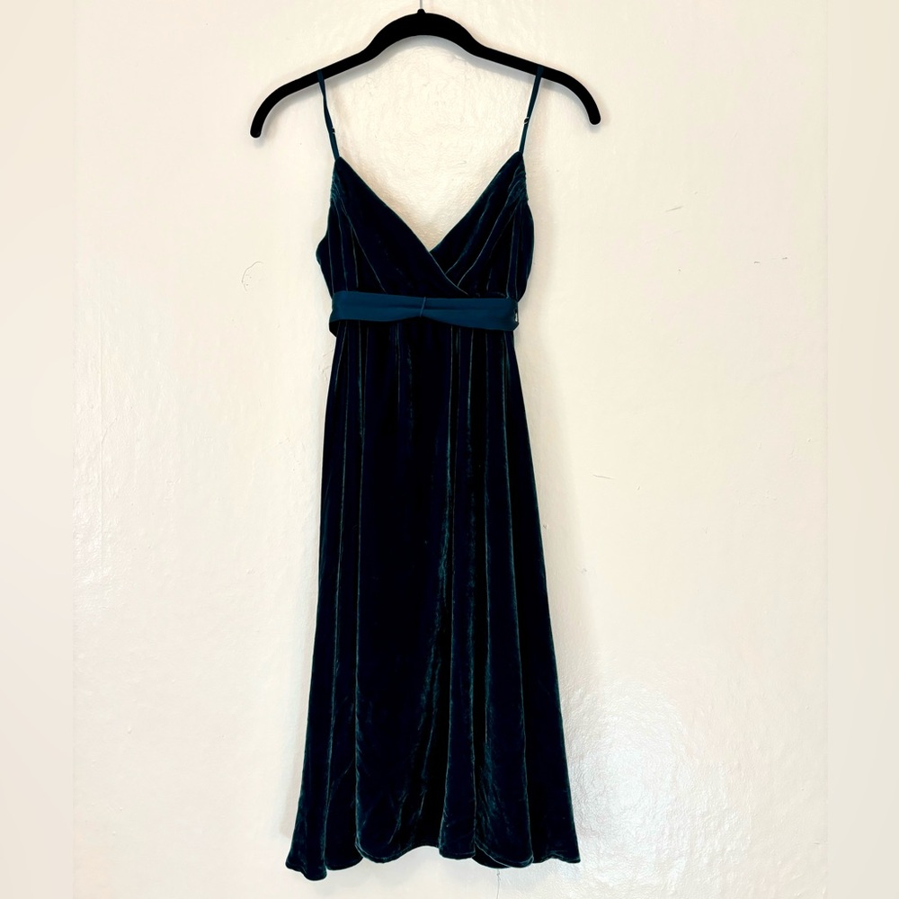 Betsey Johnson Blue Velvet Dress with Satin Sash